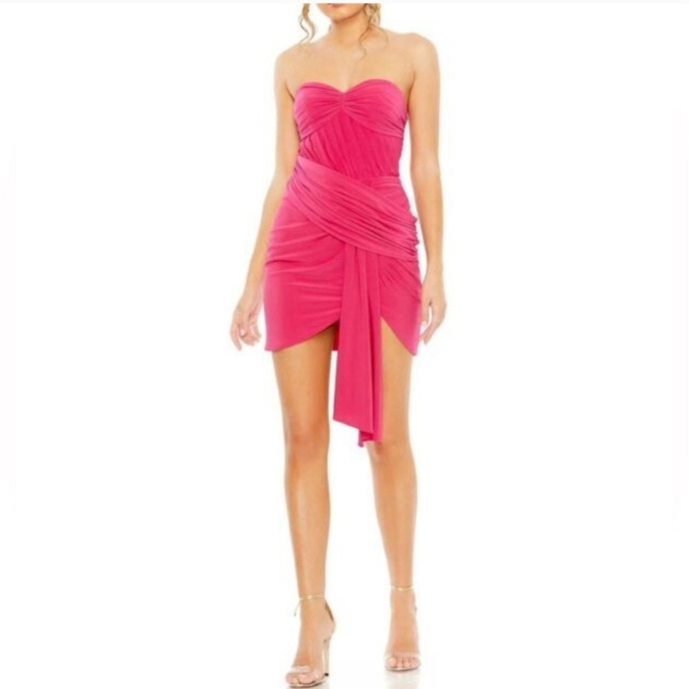 NWT Ieena Mac Duggal 11565 Strapless Sweetheart Neckline Ruched Dress Mini Sz 6
